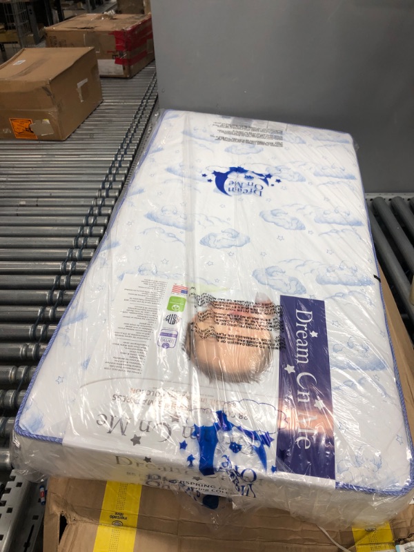 Photo 1 of Dream on Me 6 - 2-in-1 Breathable Sweet Dreams 88 Coil Spring Crib and Toddler Bed Mattress, Model #Br-87 White Standard Crib
