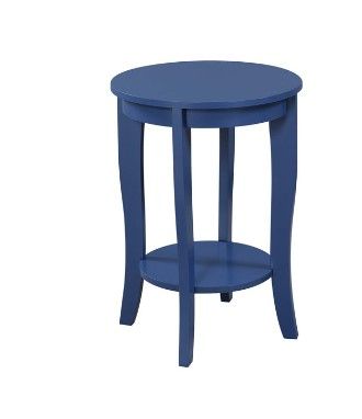 Photo 1 of American Heritage Round End Table with Shelf Cobalt Blue