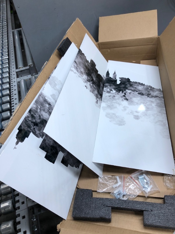 Photo 1 of 4 Sets of Metal Material Wall Images of Art 27.5" x 12" Unbranded