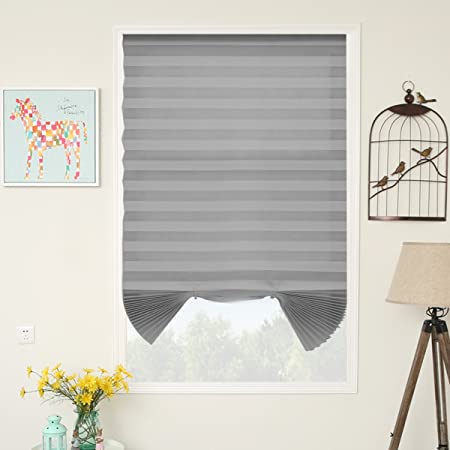 Photo 1 of 6 Pack 48 x 72 inch Grey Temporary Shades Cordless Blinds Fabric Light Filtering Pleated Window Shades Easy to Cut and Install 48" Wx72 H, 6-Pack
