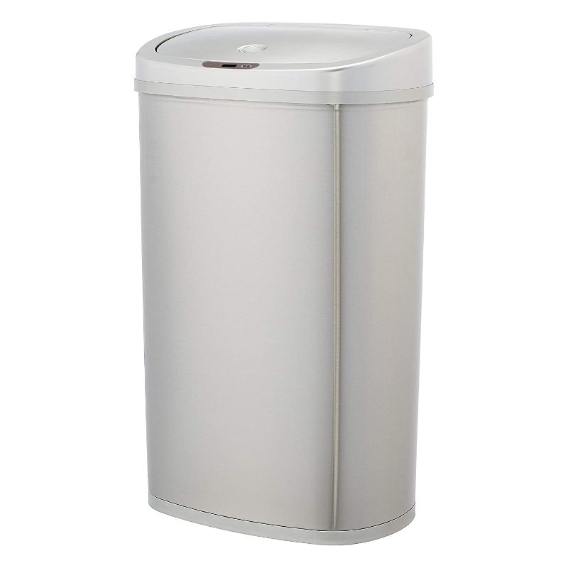 Photo 1 of **USED**Amazon Basics rectangular stainless steel automatic waste bin, 50 litres
