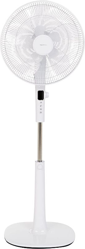 Photo 1 of **used**
Amazon Basics Oscillating Dual Blade Standing Pedestal Fan with Remote - Quiet DC Motor, 16-Inch
