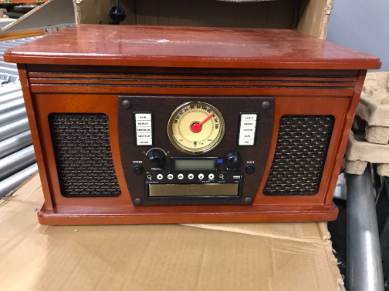 Photo 2 of **Parts Only**Non-Functional**Victrola 8-in-1 Bluetooth Record Player & Multimedia Center, Built-in Stereo Speakers - Turntable, Wireless Music Streaming, Real Wood | Mahogany
