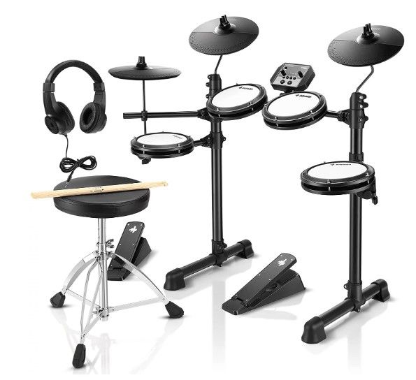 Photo 1 of Donner DED-80 Electric Drum Set, Electronic Drum Kit for Beginner with 180 Sounds, Quiet Mesh Drum Set with Heavy Duty Pedals
