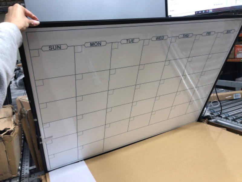 Photo 2 of JILoffice Dry Erase Calendar Whiteboard - Magnetic White Board Calendar Monthly 48 X 36 Inch, Black Aluminum Frame Wall Mounted Board for Office Home and School Calendar 48 x 36 Inch Black