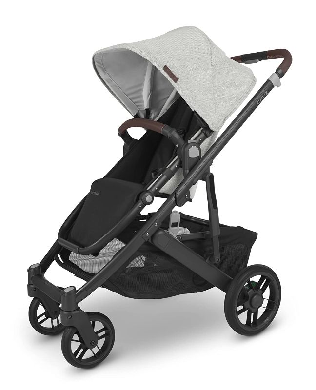 Photo 1 of Cruz V2 Stroller -Anthony (White and Grey Chenille/Carbon/Chestnut Leather)
