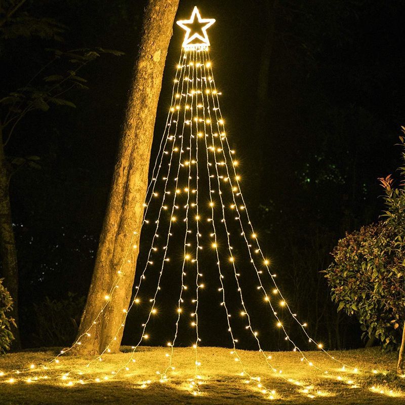 Photo 1 of (New) Cerflyer Christmas Decoration Outdoor Star String Lights, 320 LED Christmas Tree Topper Lights with 14" Lighted Star for Halloween Christmas New Year Holiday Garden Yard (Warm White)
