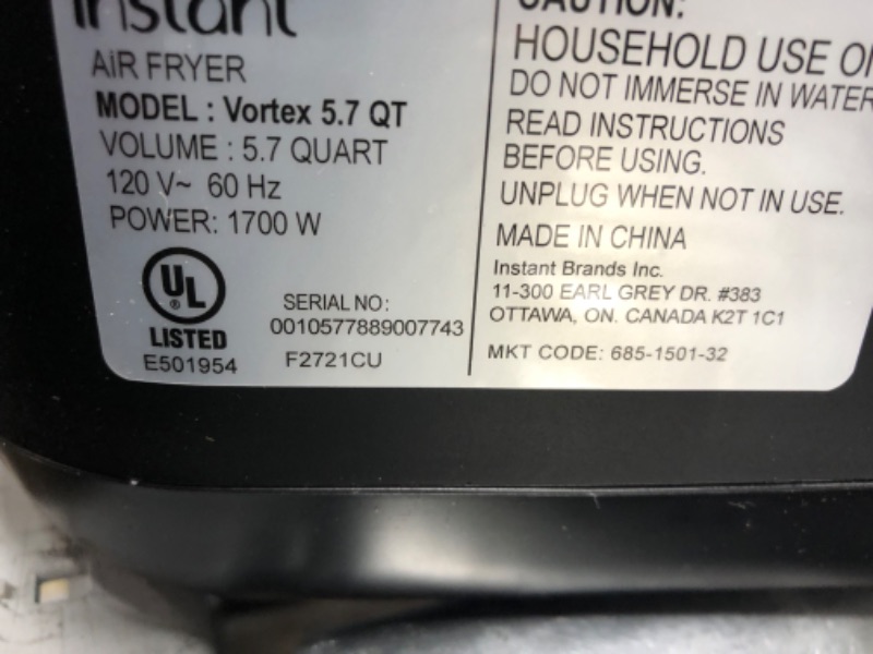Photo 1 of Instant Vortex 5.7QT Air Fryer Oven Combo, From the Makers of Instant Pot, Customizable Smart Cooking Programs, Digital Touchscreen, Nonstick and Dishwasher-Safe Basket, App with over 100 Recipes
