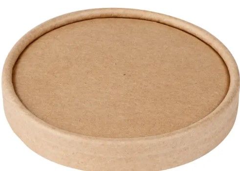 Photo 1 of Round Kraft Paper To Go Cup Lid - Fits 5 oz - 3 1/2" x 3 1/2" x 1/2" - 200 count box
