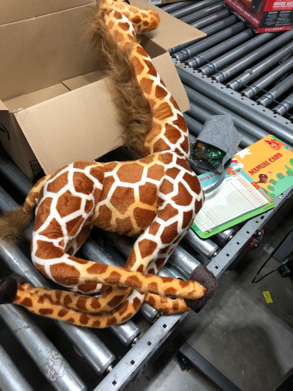 Photo 2 of BRINJOY Giant Giraffe Stuffed Animal Set, 47 Inch Large Plush Giraffe Toy with Bird&Basket&Leaves&Card, Big Lifelike Standing Giraffe for Girls Boys
