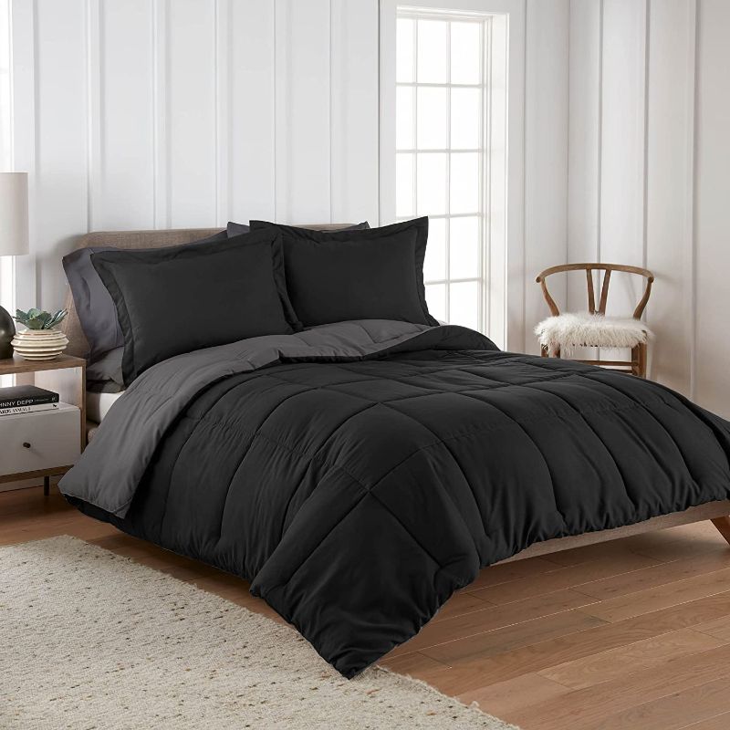 Photo 1 of  Super Soft Black/Grey Reversible Comforter Queen
