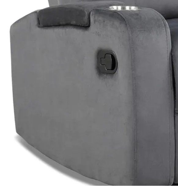 Photo 1 of ****ARM REST ONLY*****
Gray Metal Flannelett Recliner Chair with Arm Storage and Cup Holder
