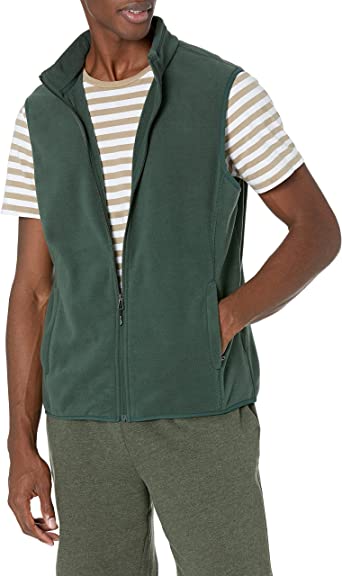 Photo 1 of Amazon Essentials Men's Full-Zip Polar Fleece Vest, Forest Green, Large
