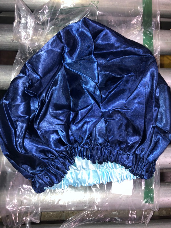 Photo 2 of Satin Bonnet Silk Bonnet Hair Bonnet For Sleeping Satin Bonnet For Hair Bonnets For Women Silk Bonnet For Natural Hair Navy