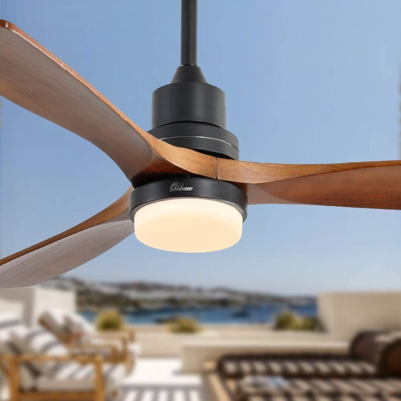 Photo 1 of Sofucor 52-Inch Wood Ceiling Fan With LED Lights and Remote - Adjustable Speeds, Reversible 35W Quiter Motor 5250 CFM for Living room, Bedroom, patio - Matte Black
