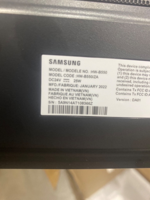 Photo 3 of SAMSUNG HW-B550/ZA 2.1ch Soundbar w/Dolby Audio, DTS Virtual:X, Bass Boosted, Subwoofer Included, Adaptive Sound Lite, Bluetooth Multi Device Connection, Wireless Surround Sound Compatible, 2022 HW-B550 Soundbar