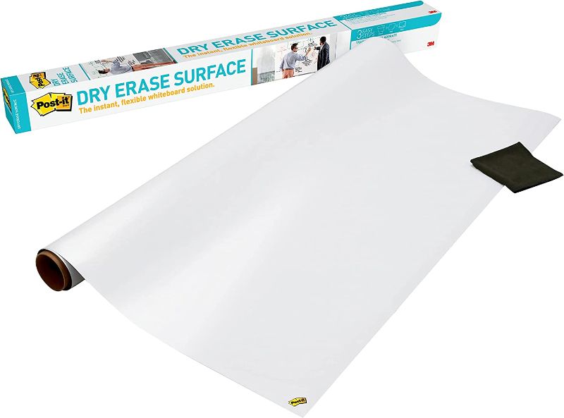 Photo 2 of Post-it Dry Erase Whiteboard Film Surface for Walls, Doors, Tables, Chalkboards, Whiteboards, and More, Removable, Stain-Proof, Easy Installation, 4 ft x 3 ft Roll (DEF4X3)
