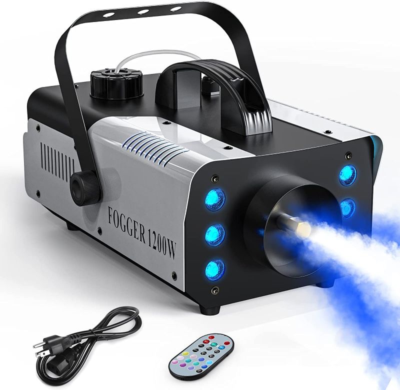 Photo 1 of Fog Machine, 1200W Smoke Machine with 6 LEDs RGB Lighting Remote Controlled Stage Effect Equipment for Theater Party Thanksgiving Halloween Christmas Parties DJ Nightclub Wedding
