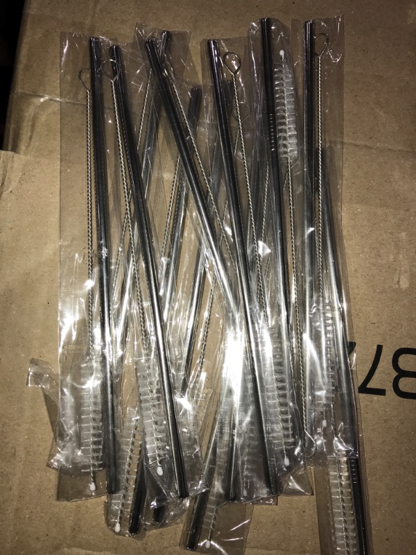 Photo 1 of 12 pack - stainless steel straws and brush 