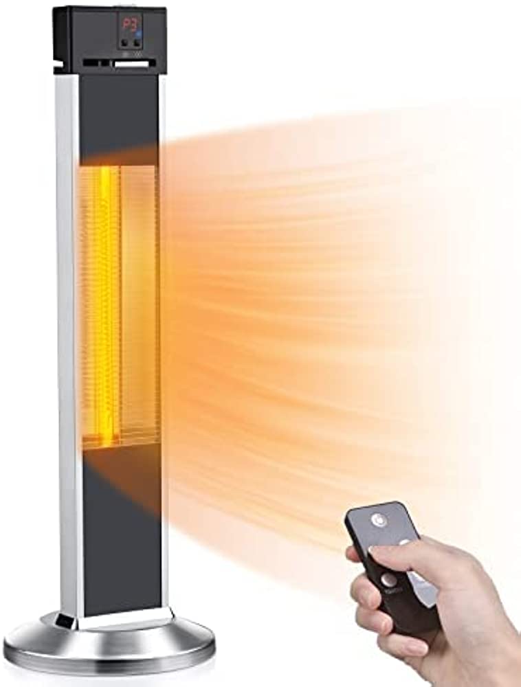 Photo 1 of Electric Space Heaters for Indoor Use Large Room, Infrared Heater w/Remote, Auto Shut Off, 500/1000/1500W Radiant Heater, Super Quiet 3s Instant Warm Vertical Indoor space heaters, Patio Heater
