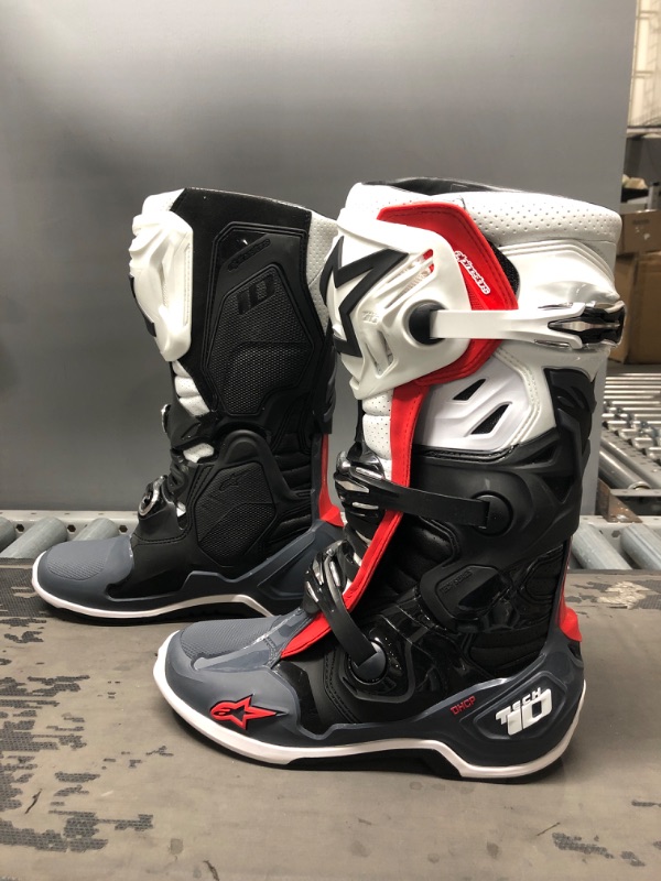 Photo 3 of Alpinestars Unisex-Adult Tech 10 Supervented Boots Black/White/Mid Grey/Red Size US10
