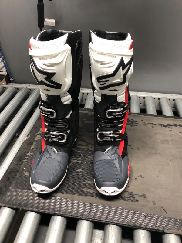 Photo 2 of Alpinestars Unisex-Adult Tech 10 Supervented Boots Black/White/Mid Grey/Red Size US10
