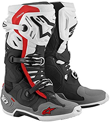 Photo 1 of Alpinestars Unisex-Adult Tech 10 Supervented Boots Black/White/Mid Grey/Red Size US10
