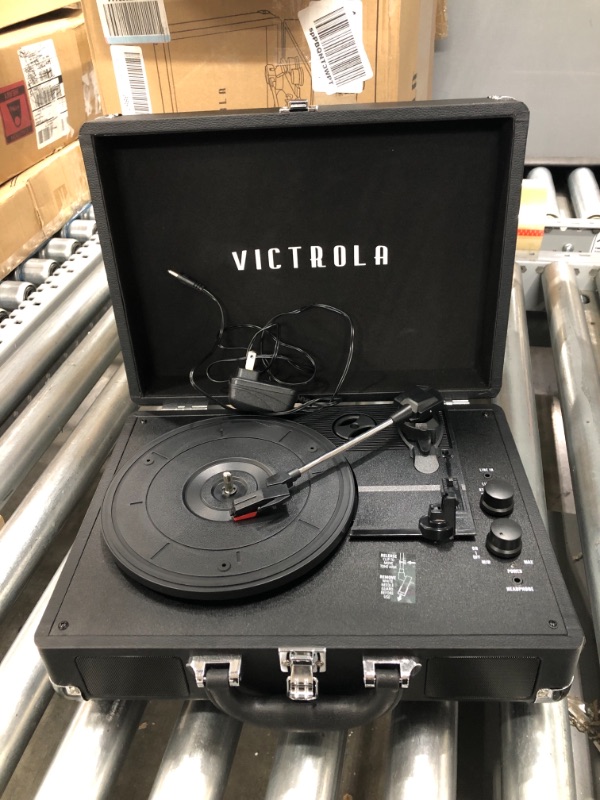 Photo 2 of Victrola Vintage 3-Speed Bluetooth Portable Suitcase Record Player with Built-in Speakers | Upgraded Turntable Audio Sound| Includes Extra Stylus | Black, Model Number: VSC-550BT-BK, 1SFA
