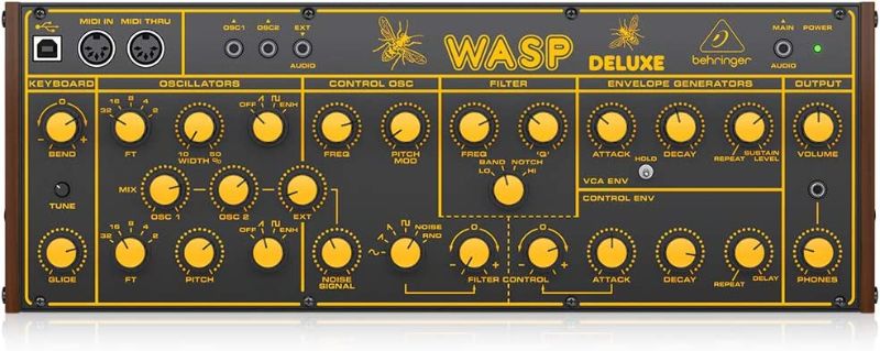 Photo 1 of Behringer WASP DELUXE Legendary Analog Synthesizer with Dual OSCs, Multi-Mode VCF, 16-Voice Poly Chain and Eurorack Format
