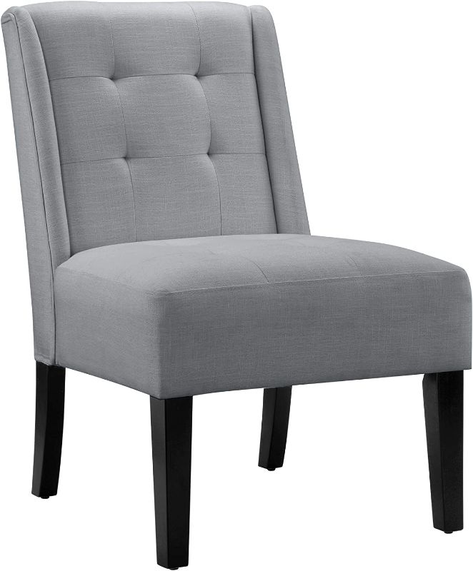 Photo 1 of Amazon Basics Modern Tufted Accent Chair with Solid Wood Leg