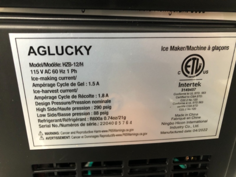 Photo 4 of AGLUCKY Ice Makers Countertop,Protable Ice Maker Machine with Handel,Self-Cleaning Ice Maker, 26Lbs/24H, 9 Ice Cubes Ready in 8 Mins, for Home/Office/Kitchen
