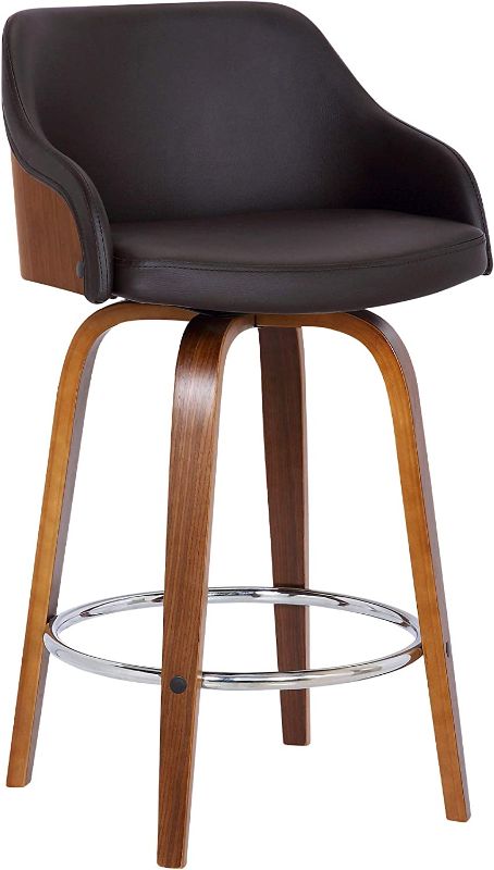 Photo 1 of Alec Faux Leather Swivel Barstool, 26" Counter Height, Brown
