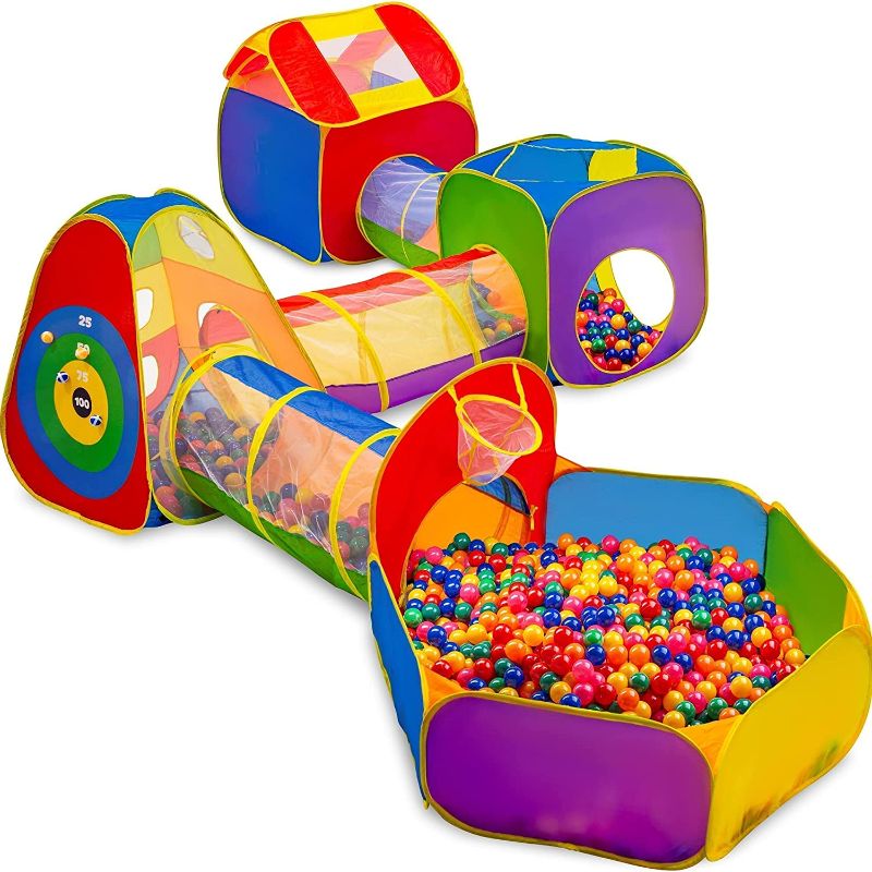 Photo 1 of 7 Piece Kids Ball Pit Play Tunnel for Kids Tunnel - with 4 Dart Balls | Ball Pits for Toddlers | Baby Tunnel for Toddlers | Toddler Tunnel
