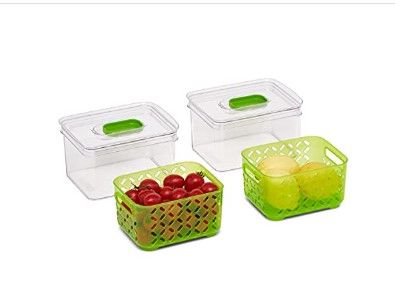 Photo 2 of Amazon Basics Set of 3 Produce Food Saving Containers with Vented Lids, BPA Free Plastic - 1 Large (4.3 Qt), 2 Medium (1.9 Qt)
