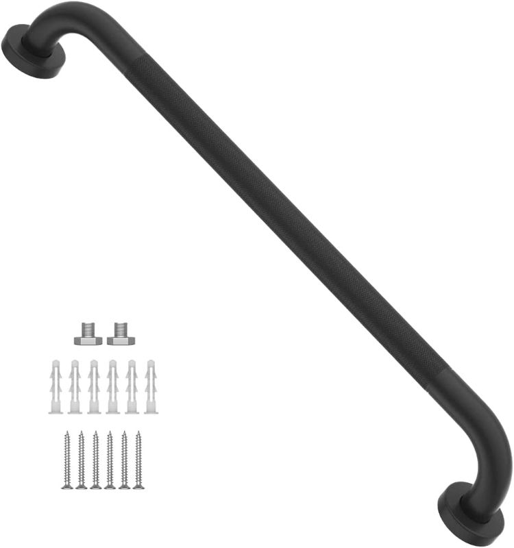 Photo 1 of 24 Inch Anti Slip Shower Grab Bar Oil Rubbed Black 1.25" Diameter,Munzong Bathroom Grab Bar, Knurled Bathroom Balance Bar,Safety Hand Rail Support Handicap Elderly Senior Assist Bath Handle
