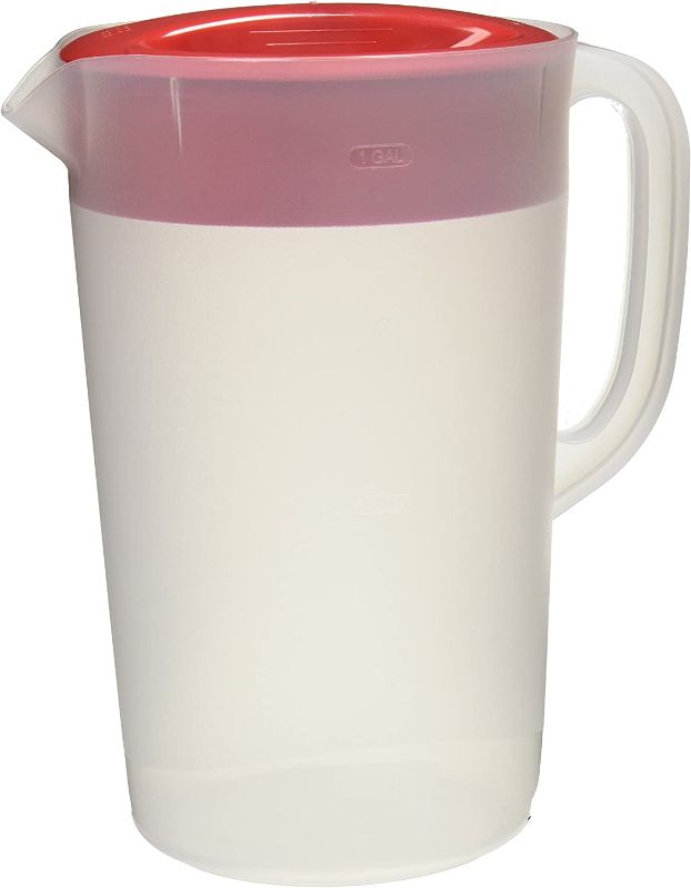 Photo 1 of 2-Rubbermaid Clear Pitcher, 1 Gallon, Red
