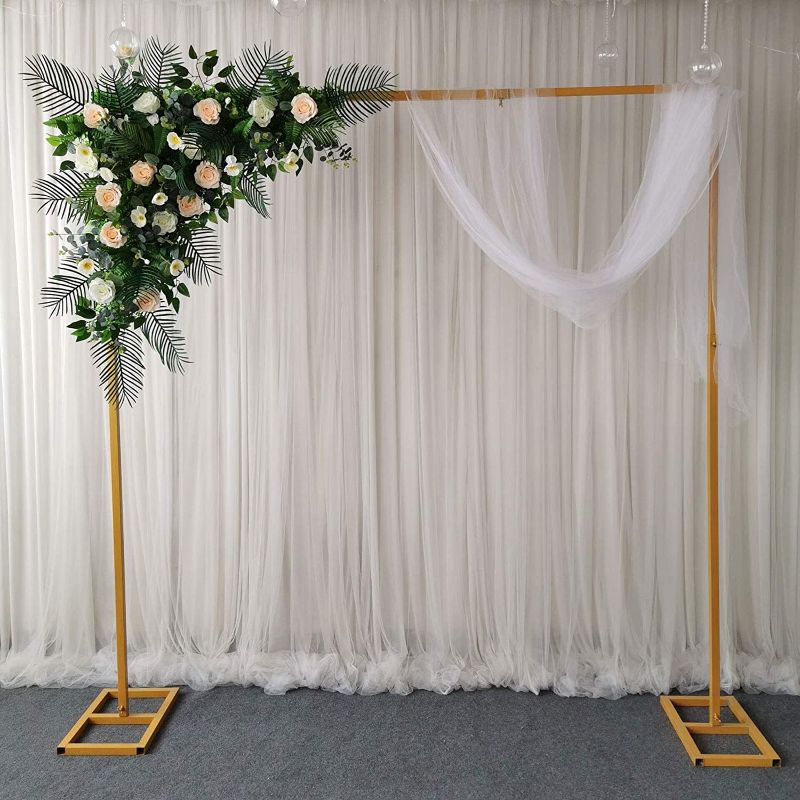 Photo 1 of 9.8x9.8FT Square Backdrop Stand Gold Balloon Arch Stand Wedding Arch Stand with Bases Metal Garden Outdoor Indoor Arch for Weddings Party Event Decoration (3 x 3M/9.8 x 9.8FT)
