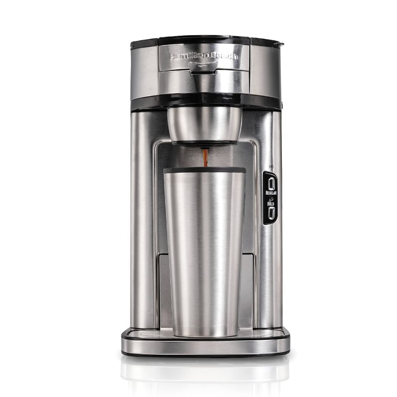 Photo 1 of Hamilton Beach The Scoop Single Serve Coffee Maker & Fast Grounds Brewer, Brews in Minutes, 8-14oz. Cups, Stainless Steel
