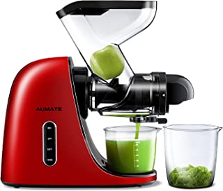 Photo 1 of AUMATE Fretta Slow Masticating Juicer, Large Feed Chute Cold Press Juicers Machine for Whole Large Pieces of Fruit & Veggies, Anti-drip Design, Easy to Clean Juice Extractor, 2 Speed Mode, 200W(Red)
