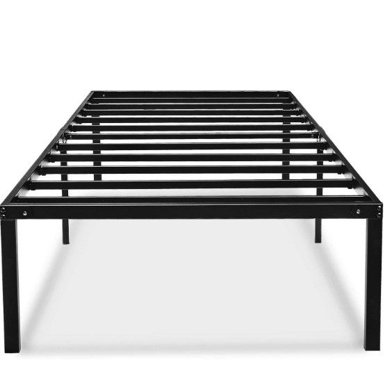 Photo 1 of 18 Inch Platform Twin Bed Frame with Storage Metal Bedframe No Box Spring Needed for Kids Tall Heavy Duty
