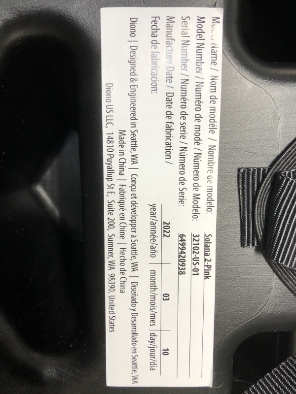 Photo 3 of Diono Solana 2 XL 2022, Dual Latch Connectors, Lightweight Backless Belt-Positioning Booster Car Seat, 8 Years 1 Booster Seat, Pink
