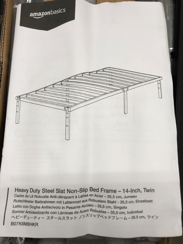 Photo 3 of Amazon Basics Heavy Duty Non-Slip Bed Frame with Steel Slats, Easy Assembly - 14"H, Twin
