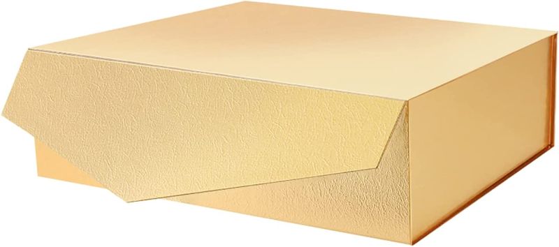 Photo 1 of (X2) Large Gift Box with Lid, 13.5x9x4.1 Inches, Christmas Gold Magnetic Gift Box, Bridesmaid Proposal Box, Sturdy Gift Box for Wrapping Gifts (Matte White Texture)
