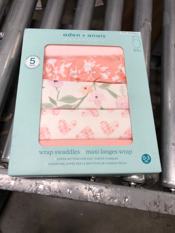 Photo 2 of aden + anais Essentials Easy Wrap Swaddle, Cotton Knit Baby Wrap, Newborn Wearable Swaddle Sleep Sack, 5 Pack, Feminine Florals, 0-3 Months
