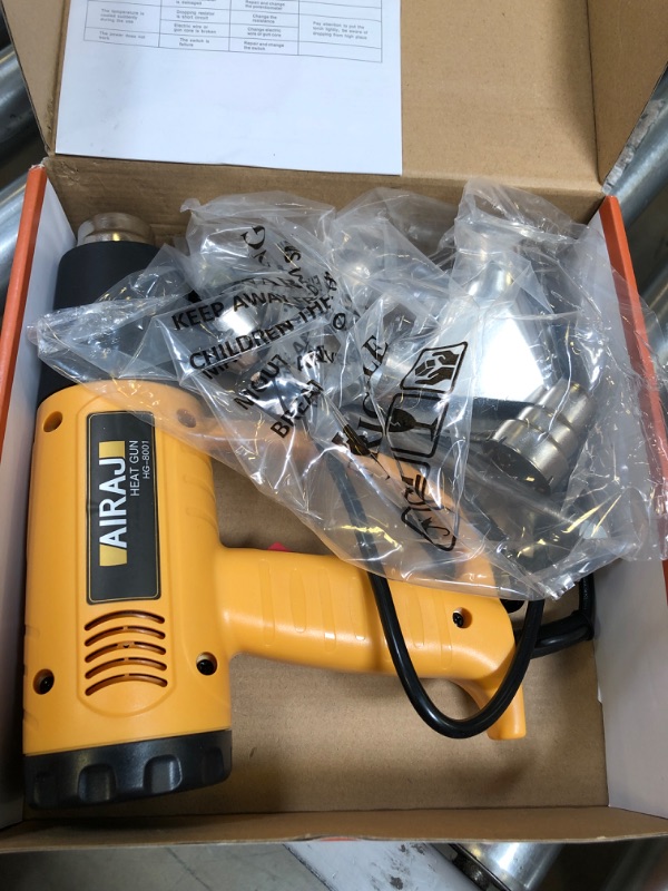 Photo 2 of AIRAJ 2000W Heat Gun (122?~1202?),110v & 220v Universal Heat Gun for Resin,Crafts,Vinyl Wrap,Shrinking Material,with 5 Nozzles and 2 Cleaning Tools,Overload Protection Mechanism