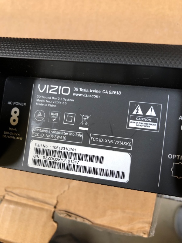 Photo 3 of VIZIO V-Series 2.1 Home Theater Sound Bar with DTS Virtual:X, Wireless Subwoofer and Alexa Compatibility, V214x-K6, 2023 Model 30-in Wireless Subwoofer 2.1