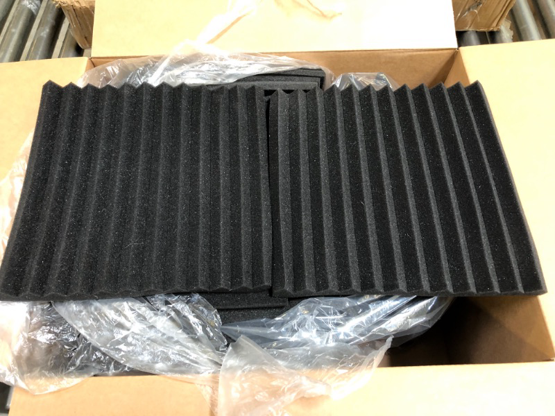 Photo 2 of 48 Pack Acoustic Foam Panel Wedge Studio Soundproofing Wall Tiles 12" X 12" X 1" Black