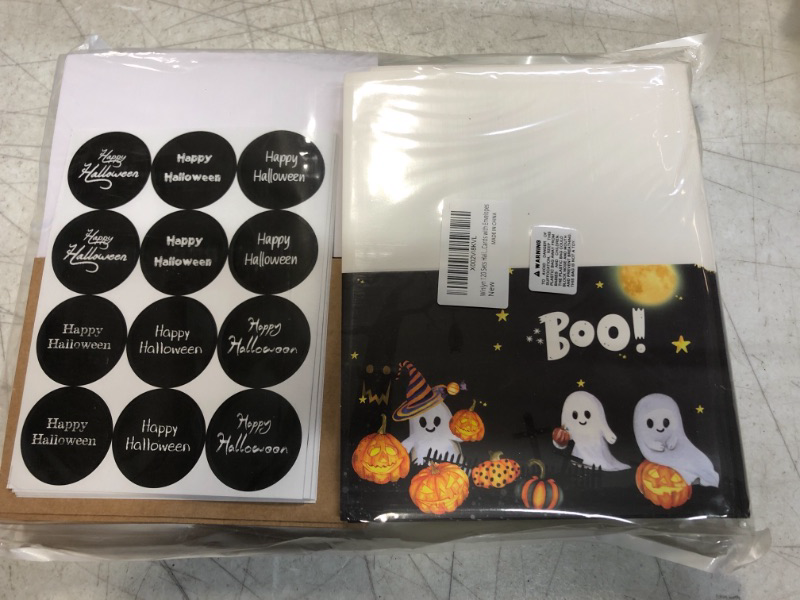 Photo 2 of 120 Sets Bulk Blank Halloween Cards with Envelopes Stickers Assortment 6 Designs of Chalkboard Vintage Halloween Jack-O'-Lantern Ghost Owl Pumpkin Greeting Cards Note Cards 4 x 6 for Halloween Fall
