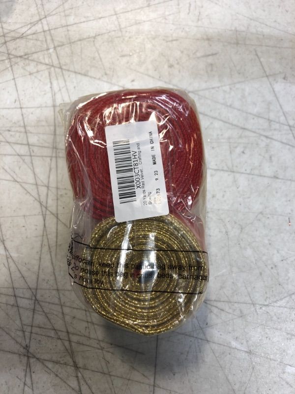 Photo 2 of 20 Yard Red Velvet Wired Ribbon for Valentine's Day Wide Gold Edge Red Velvet Christmas Ribbon Wired for Gift Wrapping DIY Crafts Wedding Bridal Party Decorations, 2.5 Inch, 1.5 Inch, 1 Inch