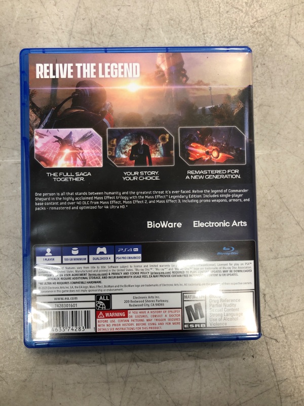 Photo 7 of Mass Effect Legendary Edition - PlayStation 4 ** USED BUT LOOKS BRAND NEW ** UNABLE TO TEST !
